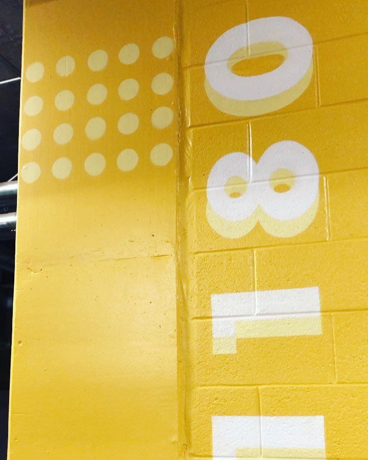 Hand-painted this mural in Midtown Atlanta recently. Amazing what a pop of color can do to help transform a drab car park. #thelossprevention