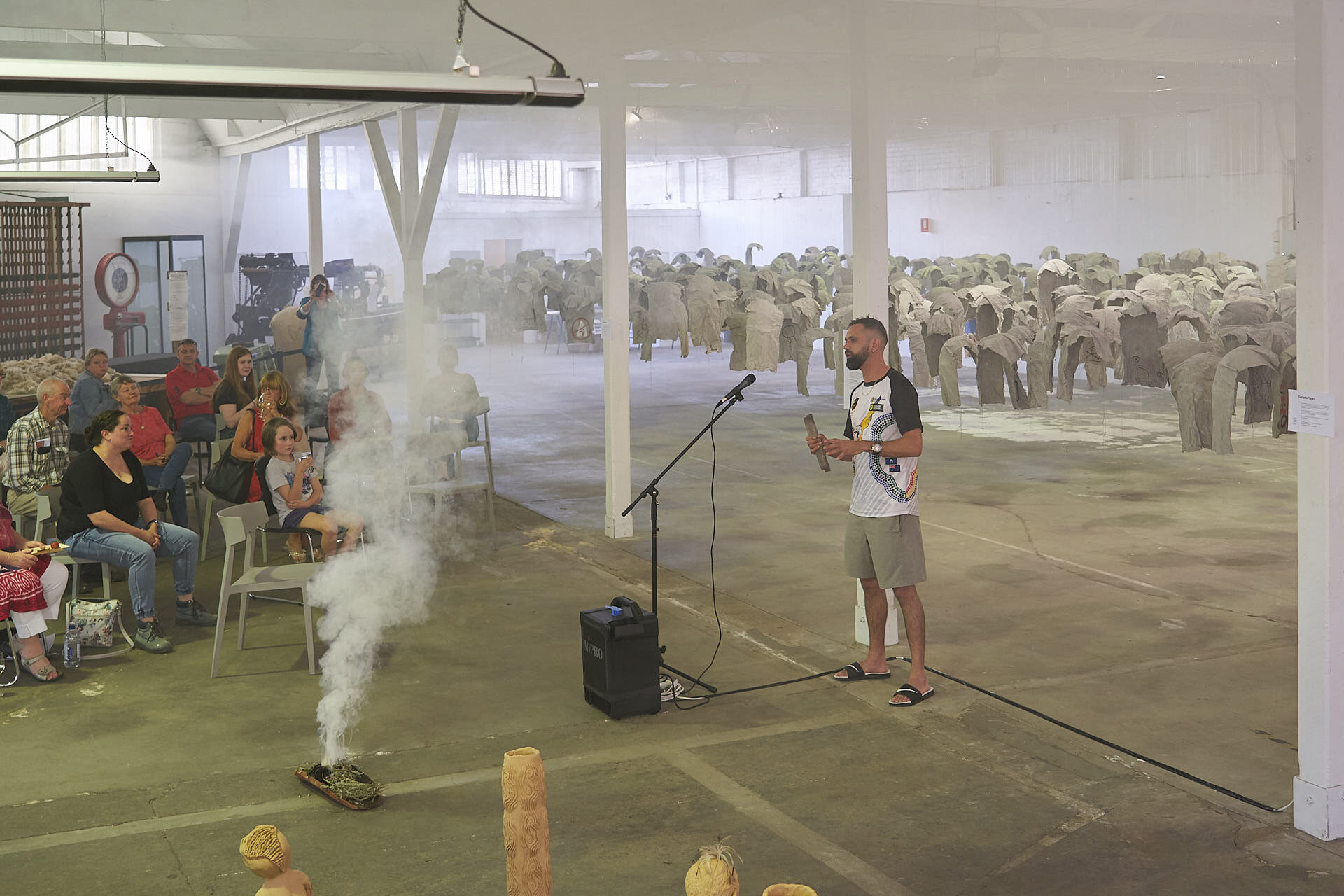 Welcome to Country ceremony by Kaurna performer Jack Buckskin at Fabrik Arts