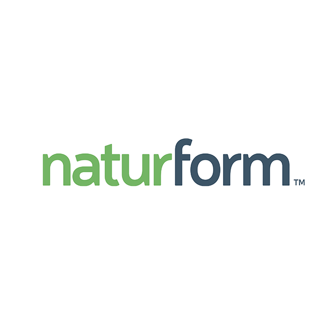 Naturform logo with green and blue text on a white background.