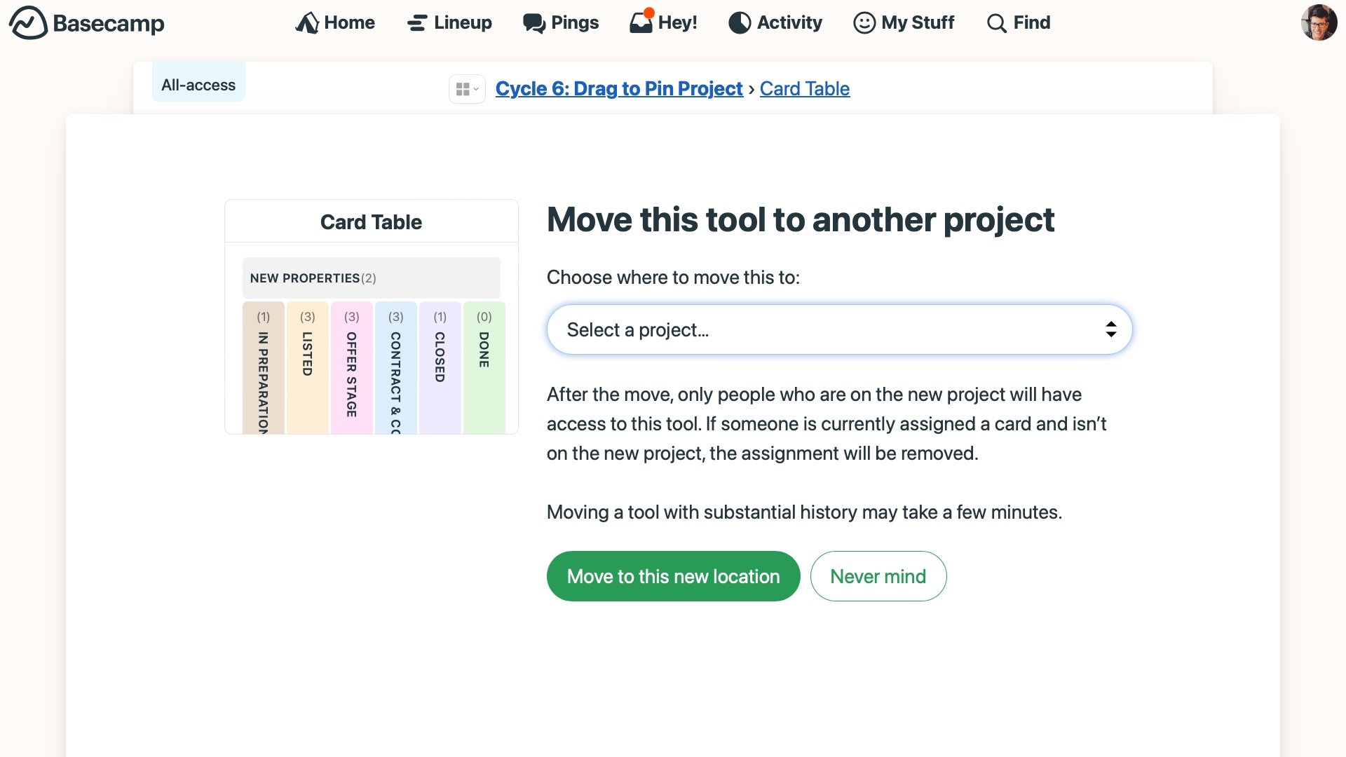 New in Basecamp: Move Tools Between Projects