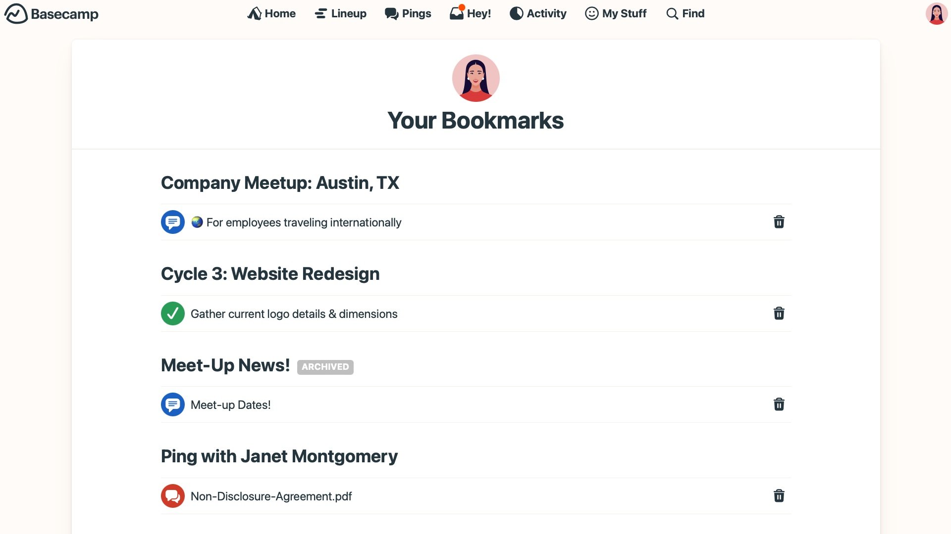 New in Basecamp: Better Bookmarks