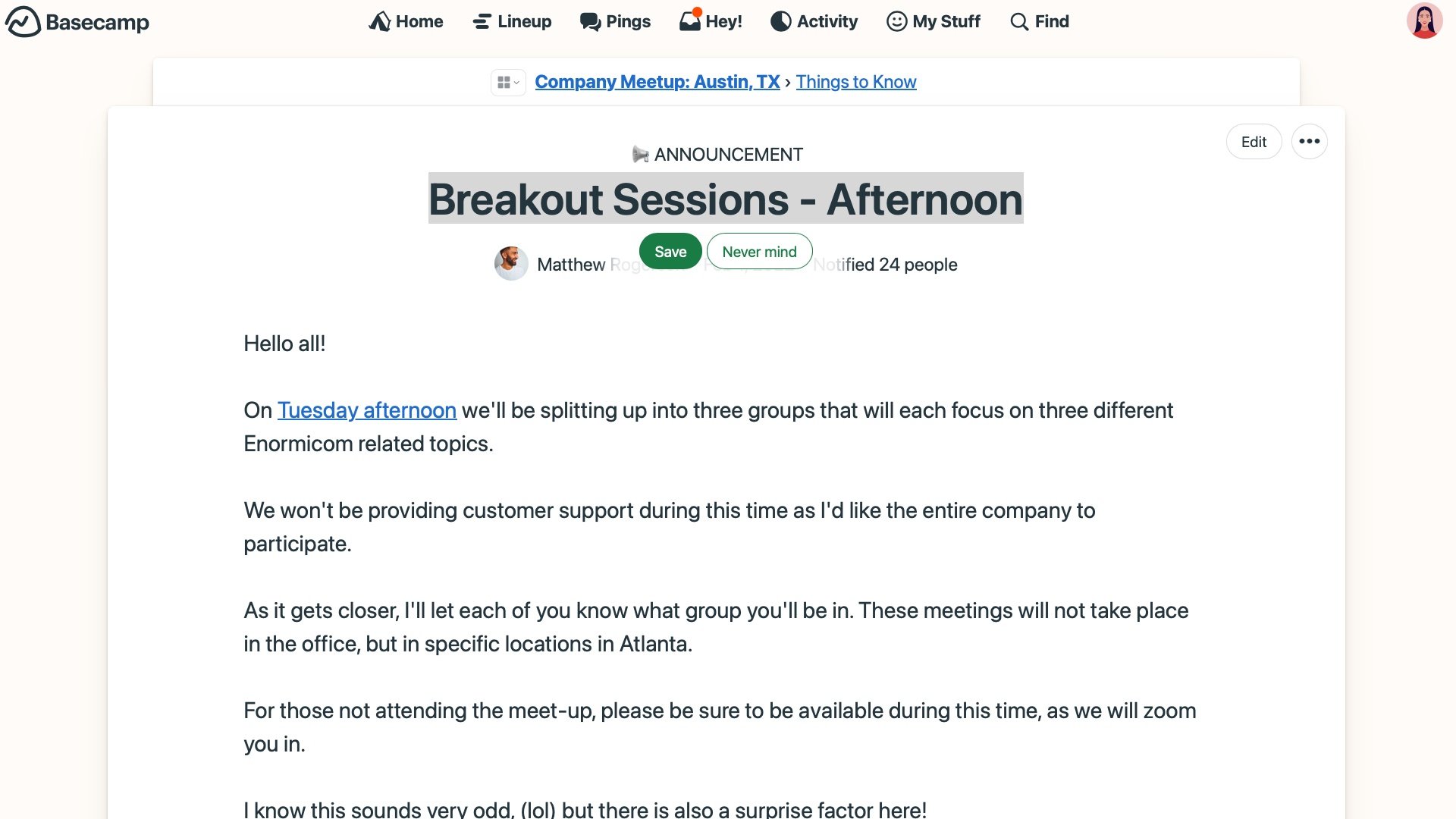 New in Basecamp: Easier updates