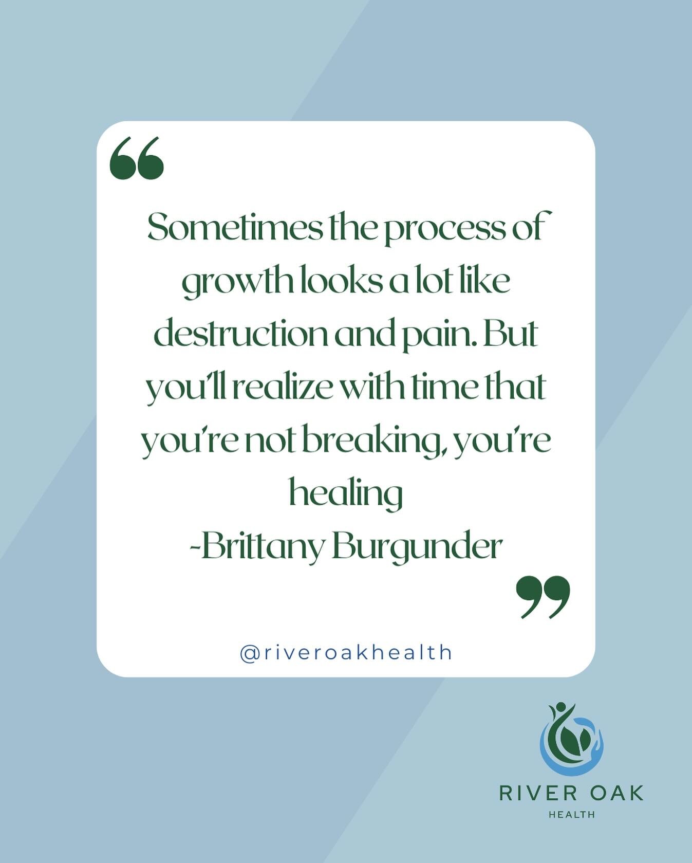 &ldquo;Sometimes the process of growth looks a lot like destruction and pain. But you&rsquo;ll realise with time that you&rsquo;re not breaking, you&rsquo;re healing&rdquo;
Brittany Burgunder 
💙💚

Need support in nurturing your relationship with fo
